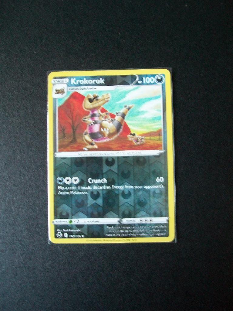 1398: Nieuwe Pokemon Kaart holofoil KROKOROK HP100 (112/195), Verzenden, Nieuw, Losse kaart, Foil
