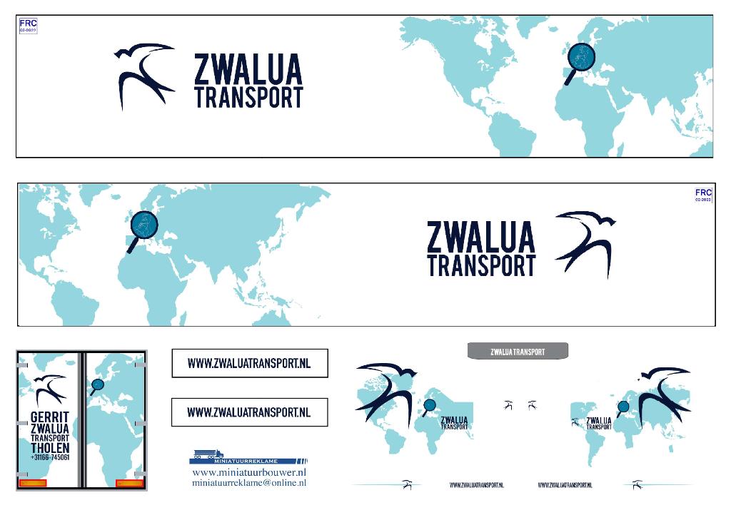 Vrachtauto decal 1:50 Zwalua transport Tholen ( MAN ), Verzenden, Nieuw, Bus of Vrachtwagen, Overige merken