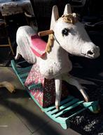 Antiek massief houten hobbelpaard, Ophalen, Gebruikt, Jongen of Meisje