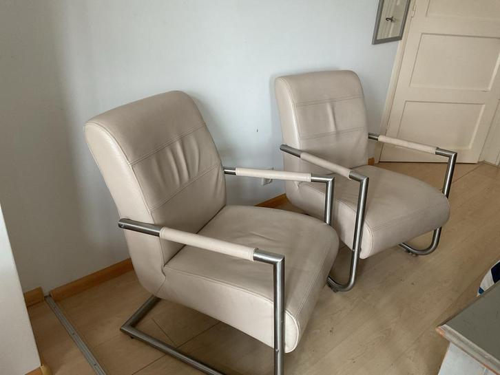 2x Henders en Hazel leren stoelen, zithoogte 40cm, Huis en Inrichting, Stoelen, Zo goed als nieuw, Twee, Leer, Overige kleuren