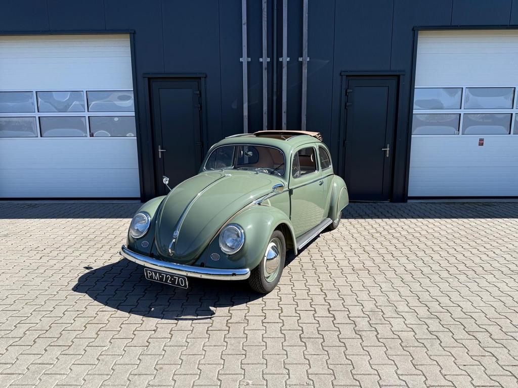 Volkswagen 1956 Groen ovaal 3-fold ragtop, Auto's, 1192 cc, 4 stoelen, Bedrijf, Sedan