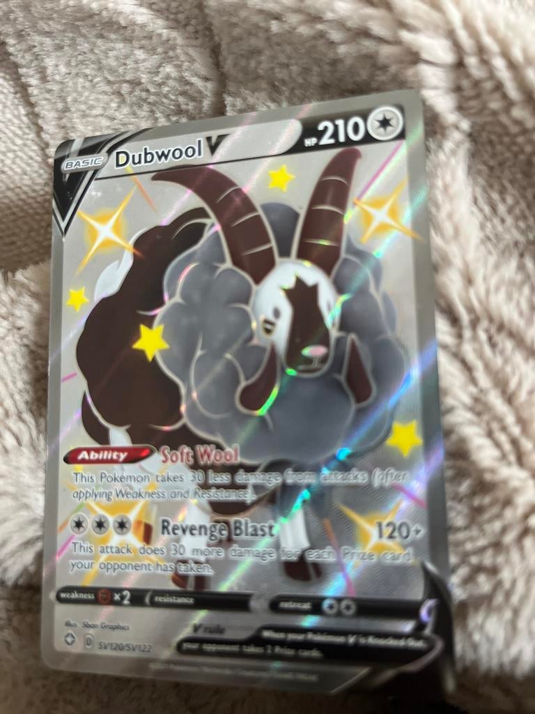 Pokémon Kaart Dubwool V SV120/SV122 Shiny Vault, Ophalen of Verzenden, Zo goed als nieuw, Losse kaart, Foil