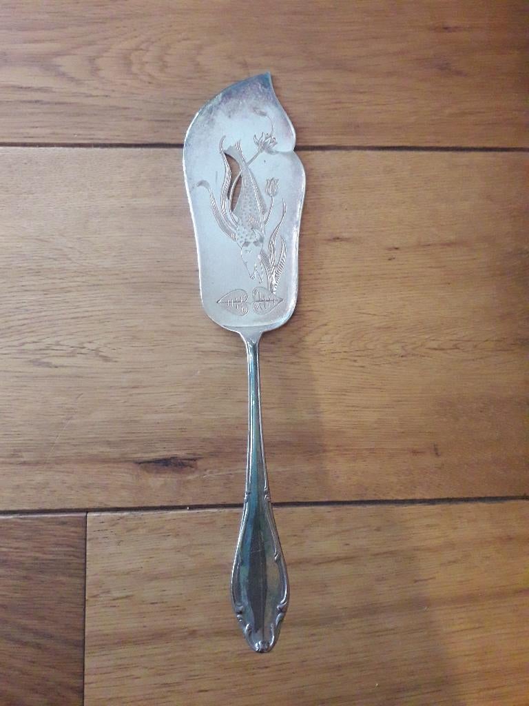 Antiek Verzilverde Wellner Mozart Visschep Visdienschep, Antiek en Kunst, Ophalen of Verzenden