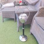 Staande chroom/zwarte asbak met draaiknop/ vintage, Ophalen, Gebruikt