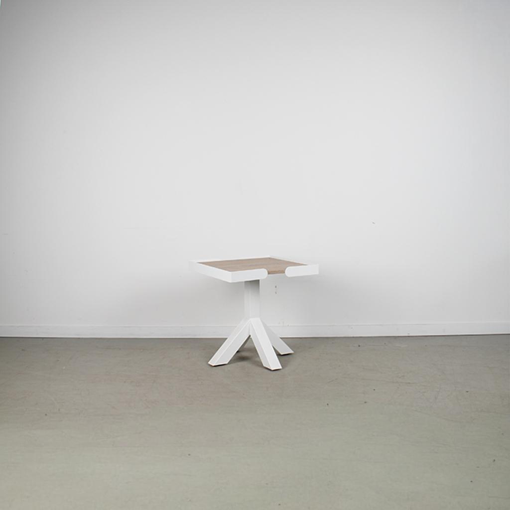 1x Gispen Dukdalf Tafel – Vierkant Wit met Hout inleg 50 cm, Minder dan 55 cm, Ophalen of Verzenden, Zo goed als nieuw, Niet ingevuld