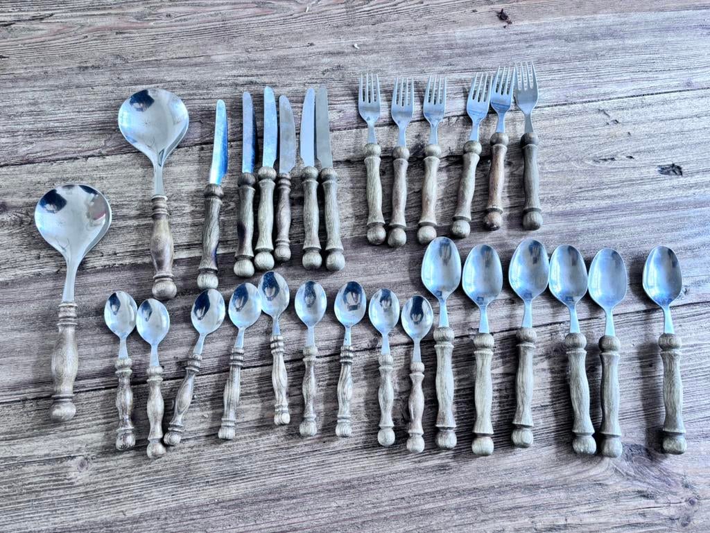 Bestekset met houten handvatten bistro, Ophalen of Verzenden