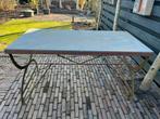 Tuintafel, onderstel van cortenstaal, blad van zink, Tuin en Terras, Ophalen, Gebruikt, Rechthoekig, Metaal