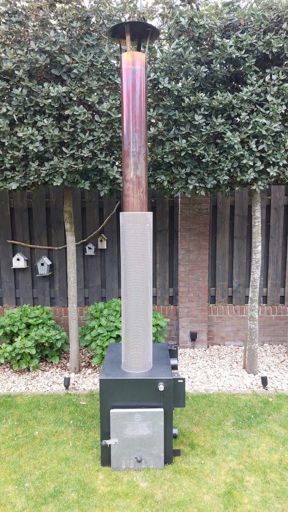 Hottub houtkachel met schoorsteenset kirami cube 48 KW, Ophalen