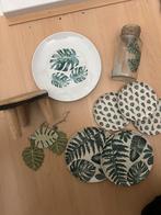 Setje decoratie met botanische print, Ophalen of Verzenden, Zo goed als nieuw, Glas of Kopje