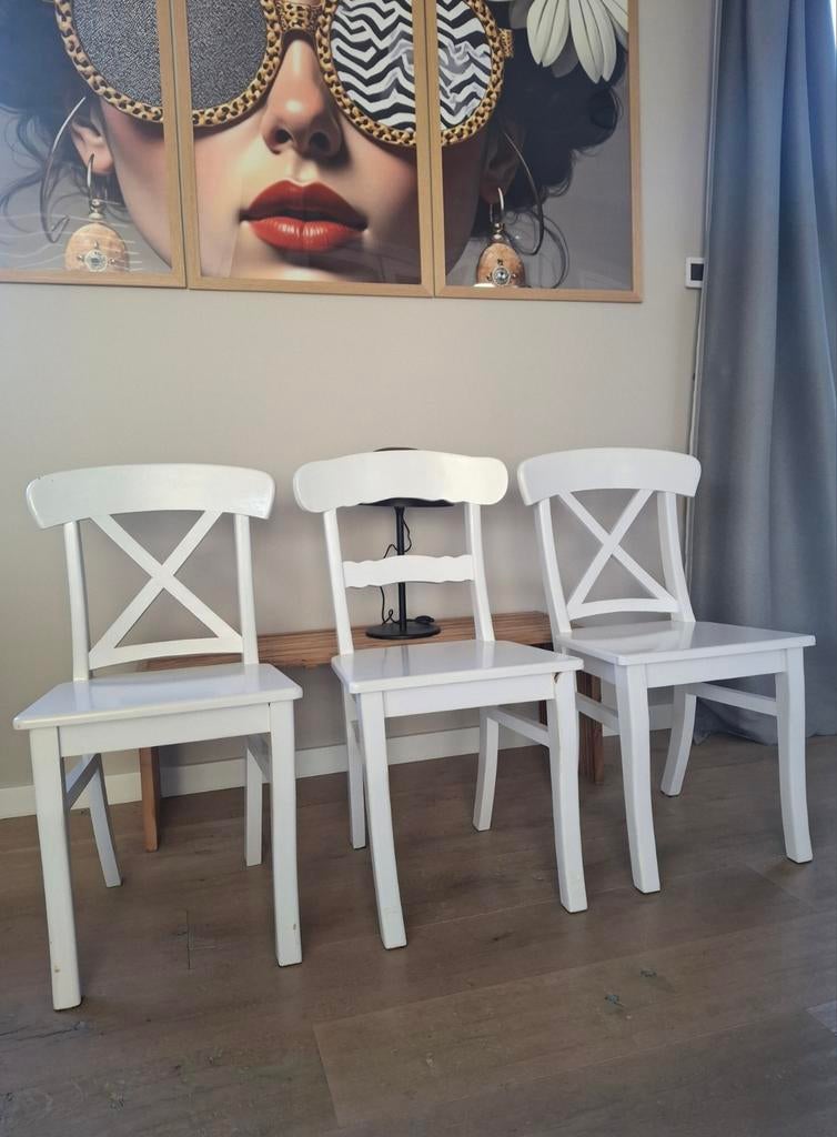 Stoelen eetkamerstoelen  3 x Ikea, Huis en Inrichting, Stoelen, Ophalen, Gebruikt, Drie, Wit