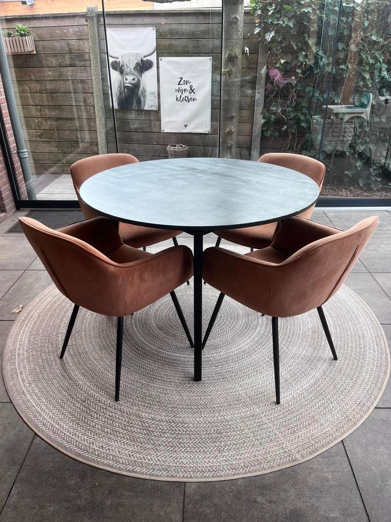 4 eetkamerstoelen, Huis en Inrichting, Stoelen, Ophalen, Zo goed als nieuw, Grijs
