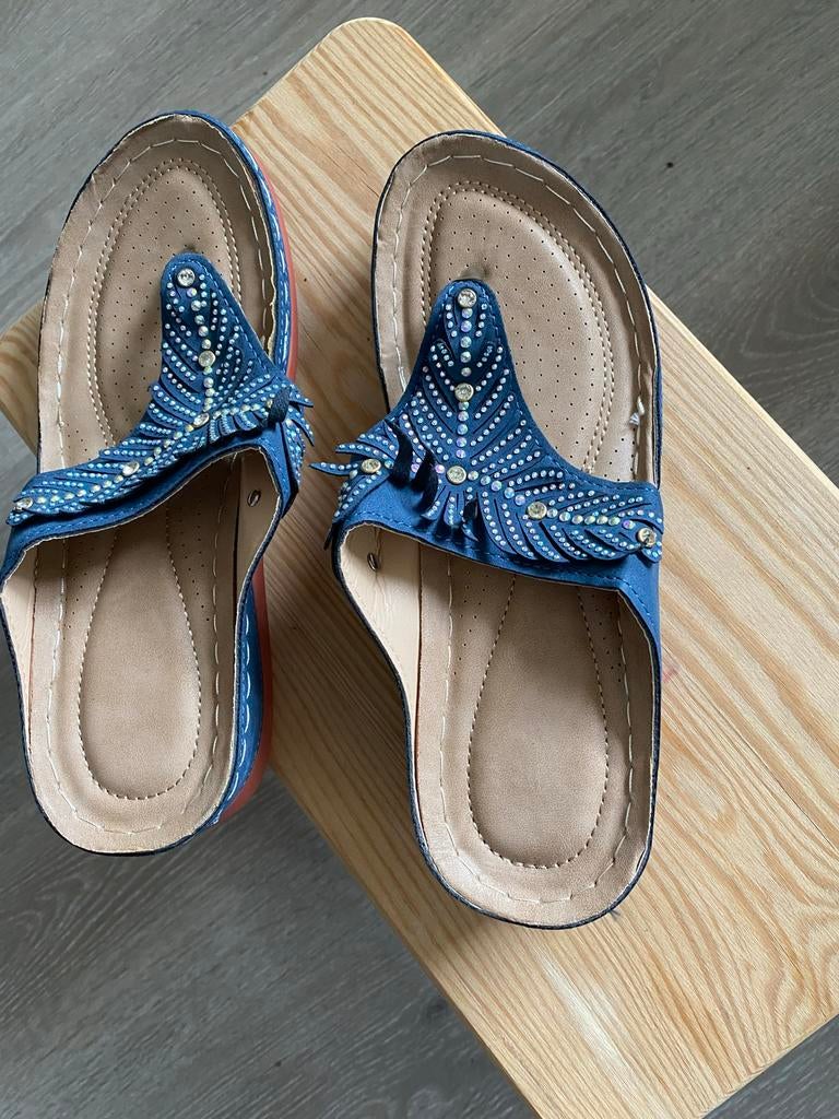 Nieuwe Slippers Maat 38 - Ongebruikt, Kleding | Dames, Schoenen, Ophalen, Nieuw, Blauw, Slippers