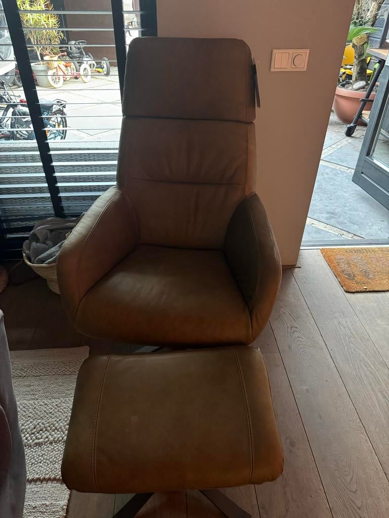 Montel Rolf Relaxfauteuil met Voetenbank - Leer Uppercut, Ophalen of Verzenden, Zo goed als nieuw, Leer, 75 tot 100 cm