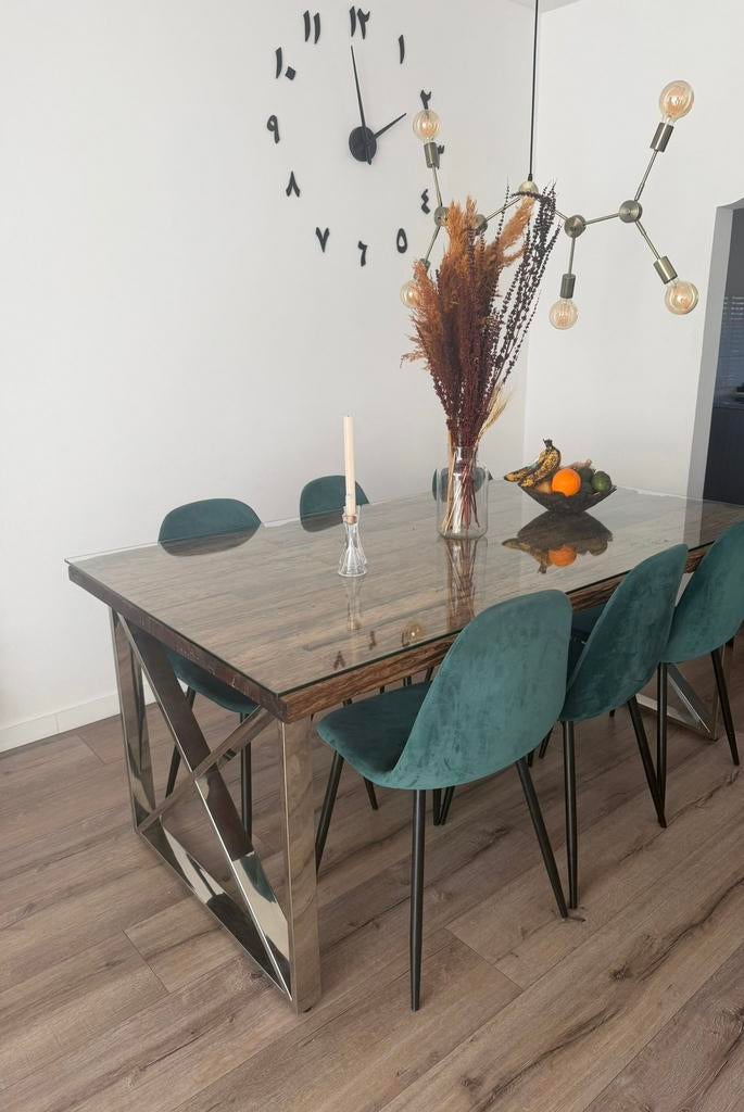 Richmond eettafel inclusief stoelen, Ophalen, 50 tot 100 cm, Zo goed als nieuw, Metaal