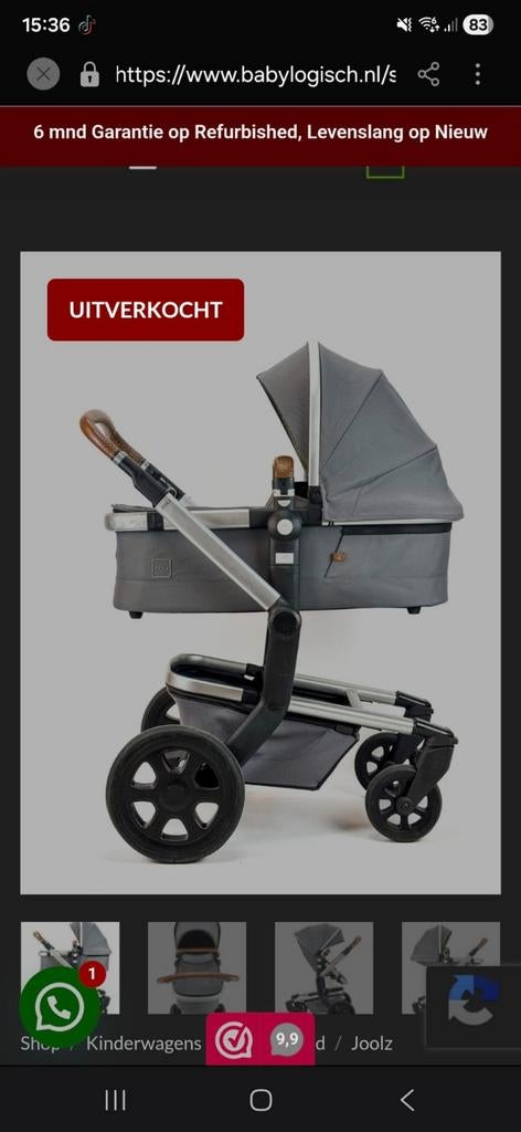 Joolz kinderwagen, Kinderen en Baby's, Kinderwagens en Combinaties, Ophalen of Verzenden, Gebruikt, Overige merken, Met reiswieg