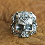 Skull ring met vrijmetselaar symbool - 925 Zilver, My Name Is Nobody, 20 of groter, Verzenden, Nieuw