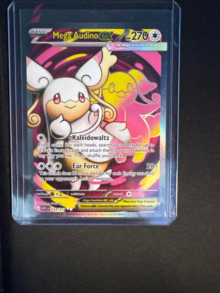 Pokémon Mega Audino EX 253/217, Ophalen of Verzenden, Zo goed als nieuw, Losse kaart, Foil