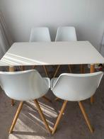 Witte eettafel met stoelen, Huis en Inrichting, Tafels | Eettafels, Ophalen, Gebruikt, 100 tot 150 cm, 50 tot 100 cm