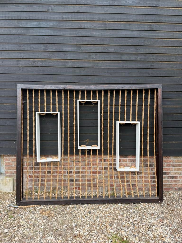 Tuinscherm / roomdivider met touw en witte kaders, Ophalen, Gebruikt, 200 cm of meer, 150 tot 200 cm