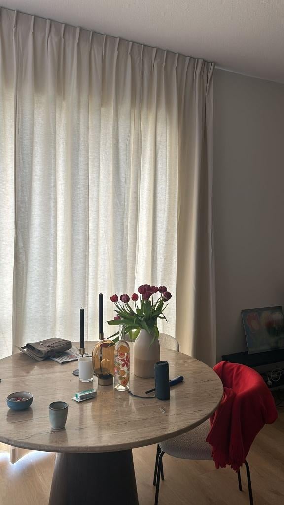 Gordijnen beige Kwantum, Ophalen, 200 cm of meer, Beige, Zo goed als nieuw