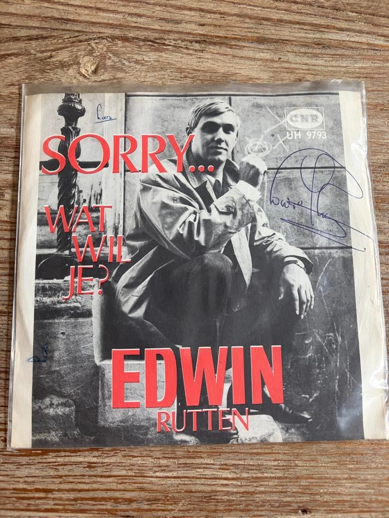 Edwin Rutten - Sorry... gesigneerd single, Ophalen of Verzenden, Gebruikt, 7 inch, Levenslied of Smartlap