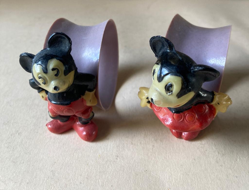 Mickey en Minnie Mouse Celluloid servetringen, Ophalen of Verzenden