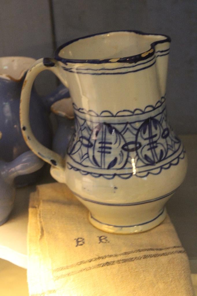 Antieke spaanse aardewerk kan blauw wit aardewerk 19e eeuw, Ophalen of Verzenden