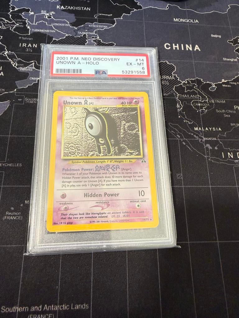 Pokemon Unown A - P.M. Neo Discovery PSA 6, Ophalen of Verzenden, Gebruikt, Losse kaart