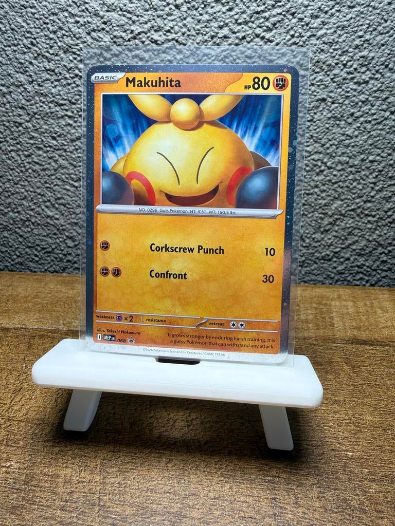 Makuhita Promo - MEP 068 Pokémon Kaart (Near Mint+), Ophalen of Verzenden, Zo goed als nieuw, Losse kaart