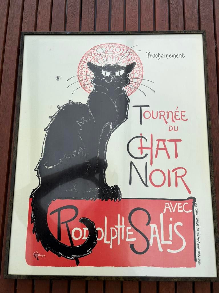 Ingelijste prent- le chat noir, Ophalen, Zo goed als nieuw, Schilderij, Minder dan 50 cm