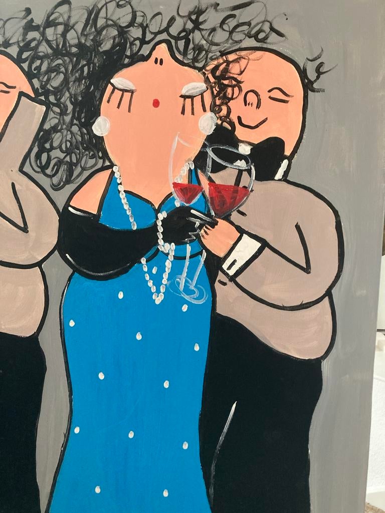 Schilderij Dikke Dames 120x80 - Mooie heldere kleuren, Ophalen of Verzenden