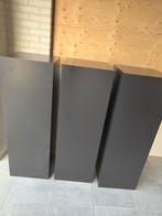 Set van 3 donkergrijze plantenbakken/zuilen, Ophalen of Verzenden, Gebruikt