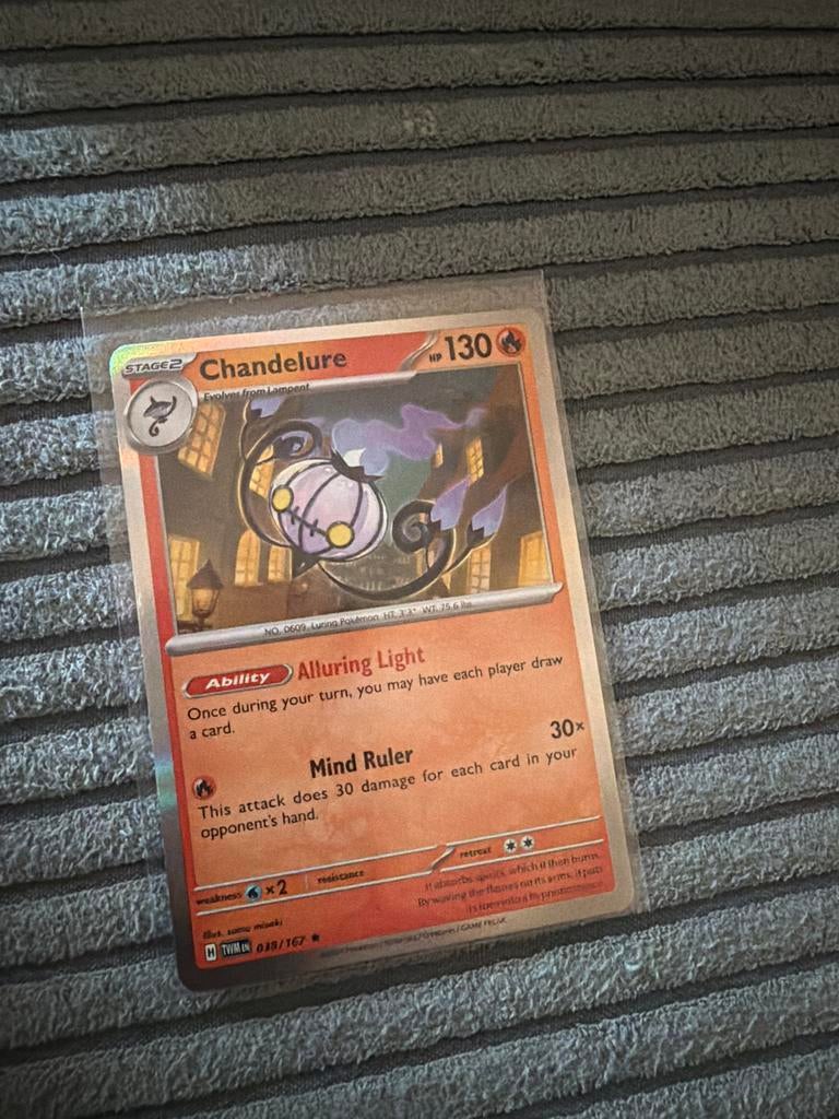 Chandelure Pokémon Kaart - TWM EN 038/167, Ophalen of Verzenden, Zo goed als nieuw, Losse kaart, Foil
