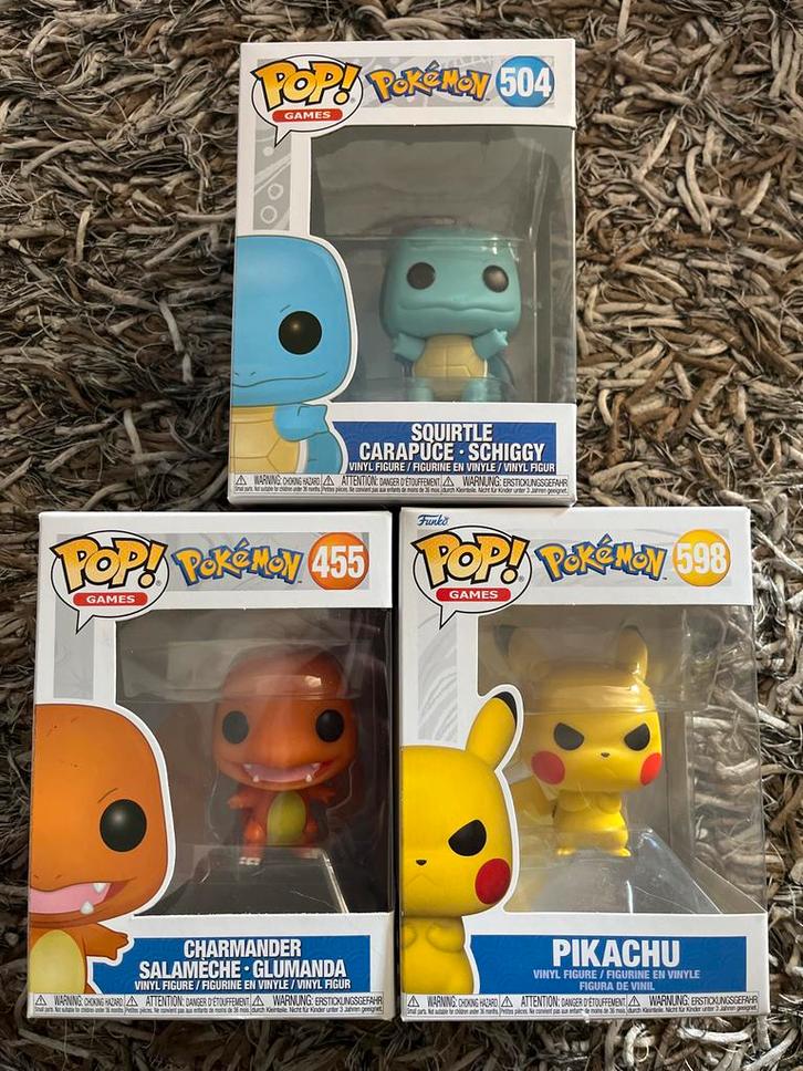 Funko Pop! Pokémon Set: Squirtle, Charmander, Pikachu, Kinderen en Baby's, Speelgoed | Actiefiguren, Nieuw, Ophalen of Verzenden