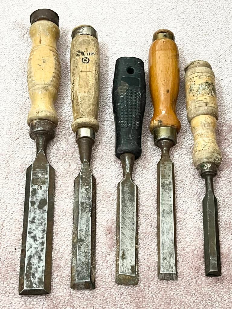 Set van 5 gebruikte beitels voor houtbewerking, Ophalen of Verzenden, Gebruikt