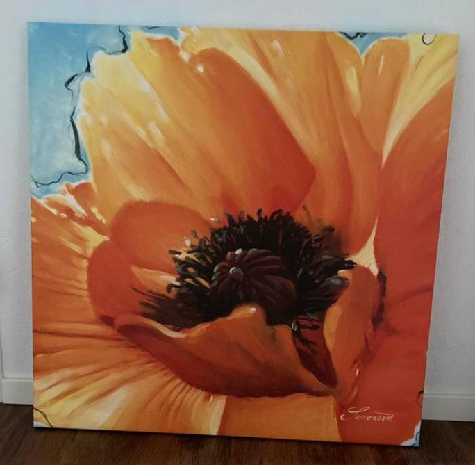 Fleurige bloem op canvas / kleurrijke wanddecoratie, Antiek en Kunst, Ophalen