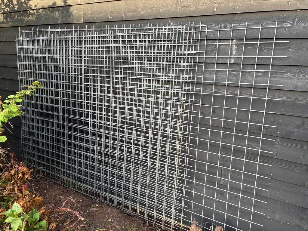 6 stuks Gegalvaniseerde gaaspanelen, Ophalen of Verzenden, Gebruikt, Minder dan 10 meter