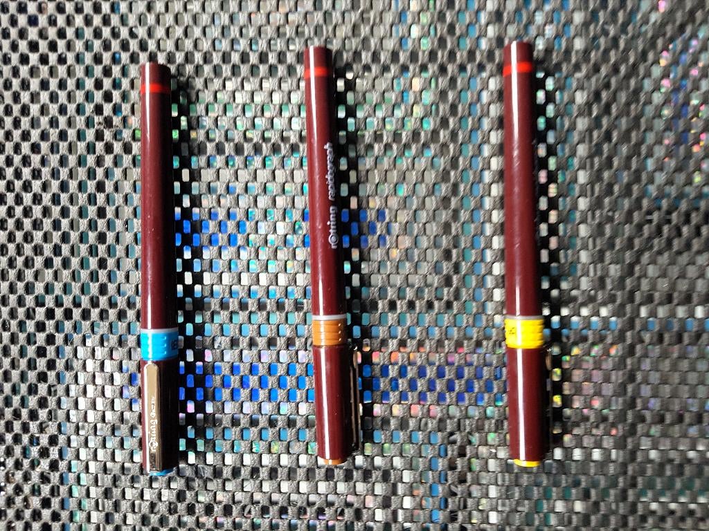 Rotring Rapidograph tekenpennen 3 stuks, Ophalen of Verzenden, Zo goed als nieuw, Potlood of Stift