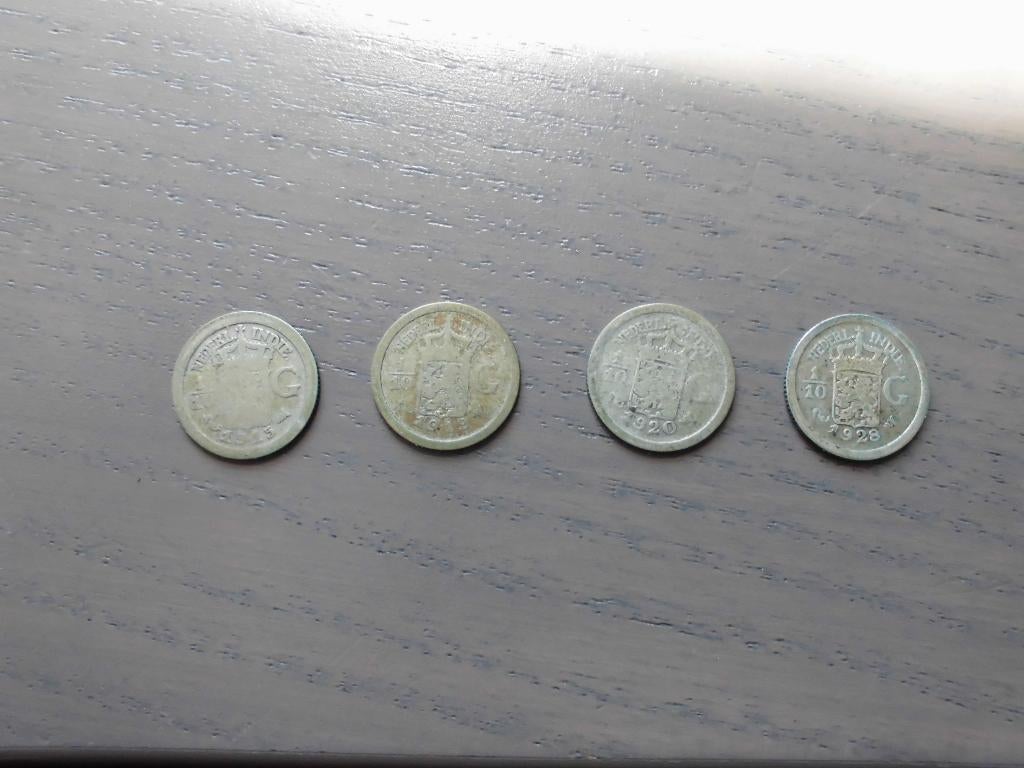 munten 1/10 gulden (4x), Ophalen of Verzenden, Koningin Wilhelmina, 10 gulden