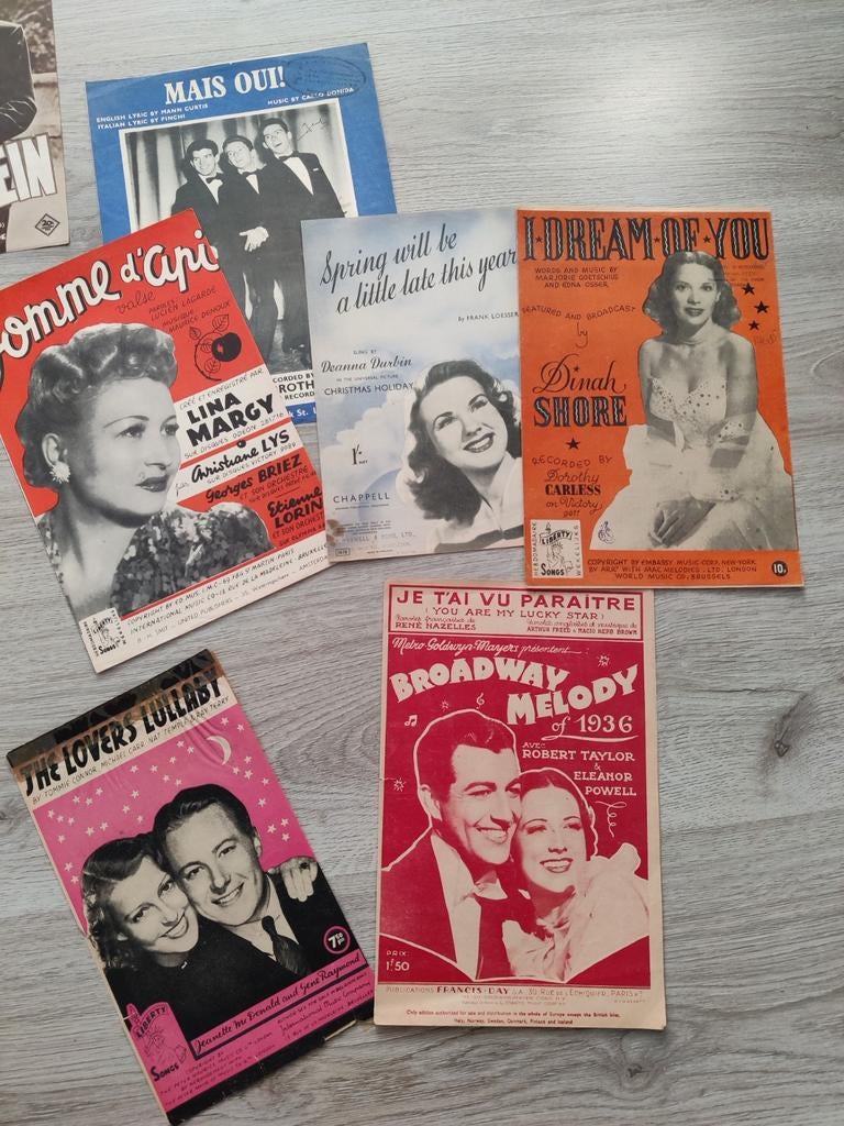 Vintage bladmuziek glamour 6 stuks, Ophalen of Verzenden, Gebruikt, Foto of Kaart