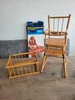 Retro poppenmeubels box, kinderstoel campingbedje vintage, Ophalen of Verzenden, Gebruikt, Stoel(en)