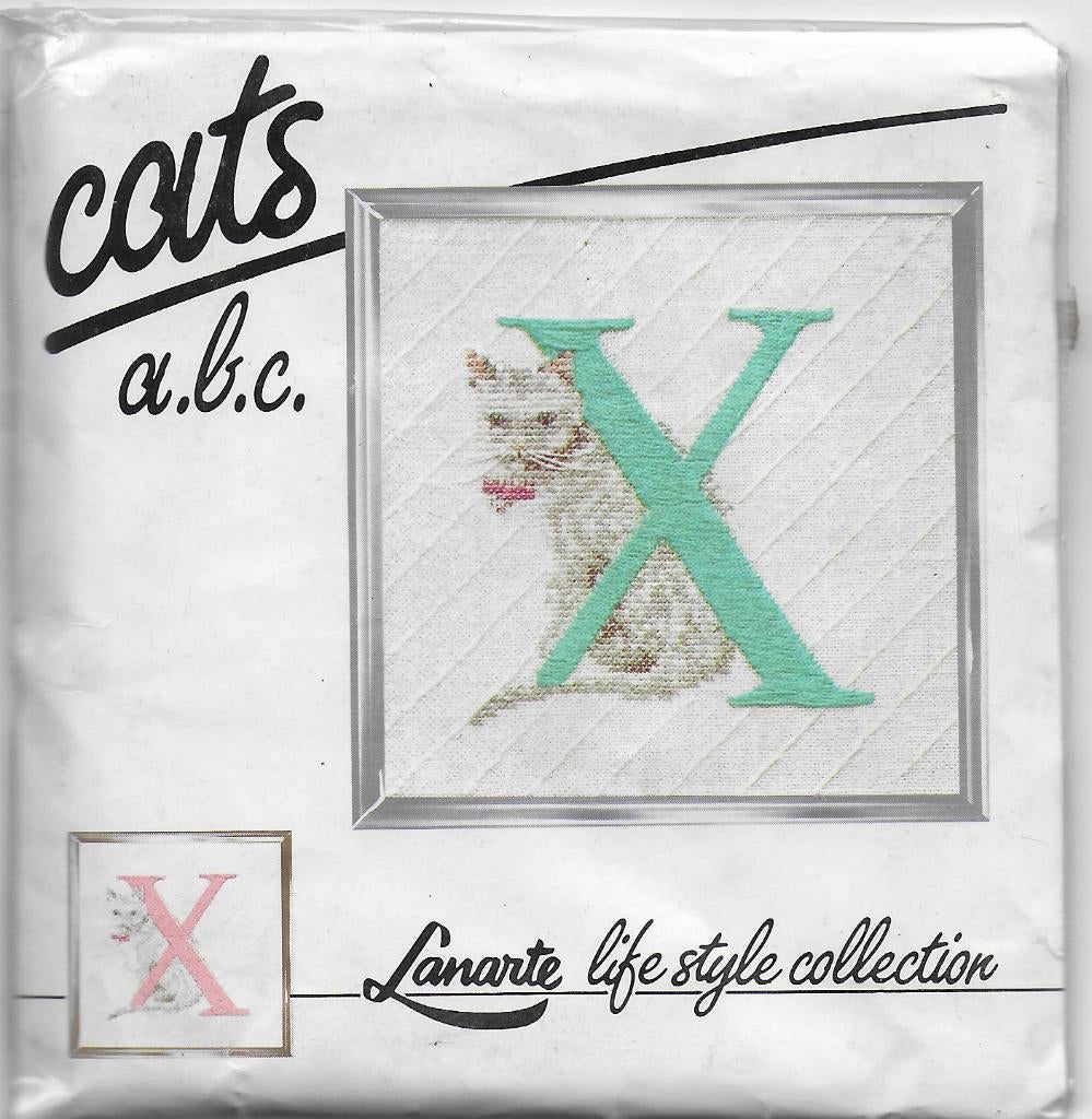 Borduurpakket poes met de letter x met rose en mint garen, Ophalen of Verzenden, Nieuw, Borduurpakket