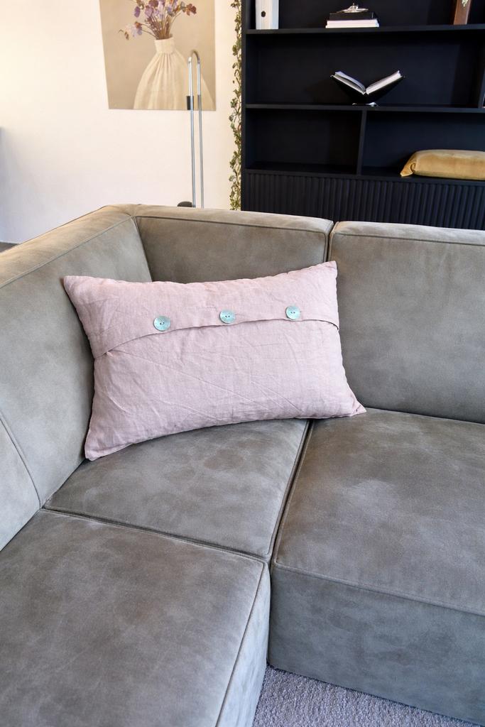 Roze kussen met knopen, Ophalen of Verzenden, Gebruikt, Roze, Rechthoekig