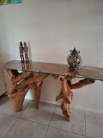 Dressoir uit indonesië met glasplaat, Huis en Inrichting, Tafels | Eettafels, Ophalen, Rechthoekig