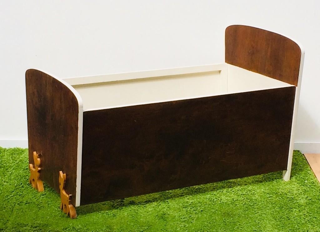 50s Kinderbedje ' Bambi ' ~ Vintage 50s ~ Ledikant, Gebruikt, Ophalen of Verzenden, Lattenbodem, Minder dan 140 cm