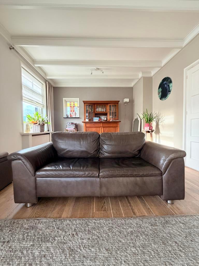 2 en 3 zits bank Haveco leer Venice Phantom, Ophalen, Gebruikt, Driepersoons, Rechte bank