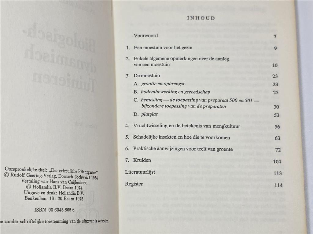Biologisch-Dynamisch Tuinieren — Vintage Boek 1975, Boeken, Ophalen of Verzenden, Gelezen, Tuinieren en Tuinplanten