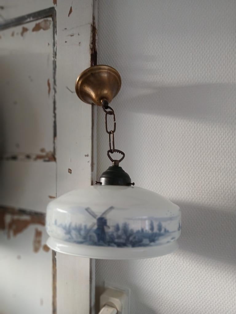 Prachtige hanglamp, Huis en Inrichting, Lampen | Hanglampen, Delftsch, Ophalen of Verzenden, Minder dan 50 cm, Glas