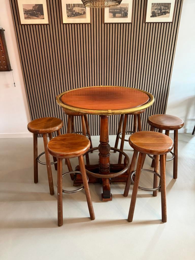 Statafel (zeldzaam) met 6 krukken, Huis en Inrichting, Tafels | Statafels, Ophalen, Zo goed als nieuw