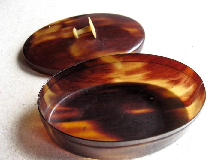 Antieke faux schildpad cellulose knopendoos, Antiek en Kunst, Curiosa en Brocante, Ophalen of Verzenden